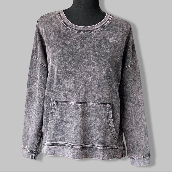 RD Style Acid Wash High Low Hem Relaxed  Fit Sweatshirt - Picture 1 of 15